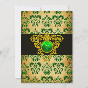 ST. PATRICK'S CELTIC HEART Green Damask Parchment Kaart