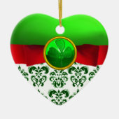 ST PATRICK'S CELTIC HEART GREEN SHAMROCK MONOGRAM KERAMISCH ORNAMENT (Voorkant)