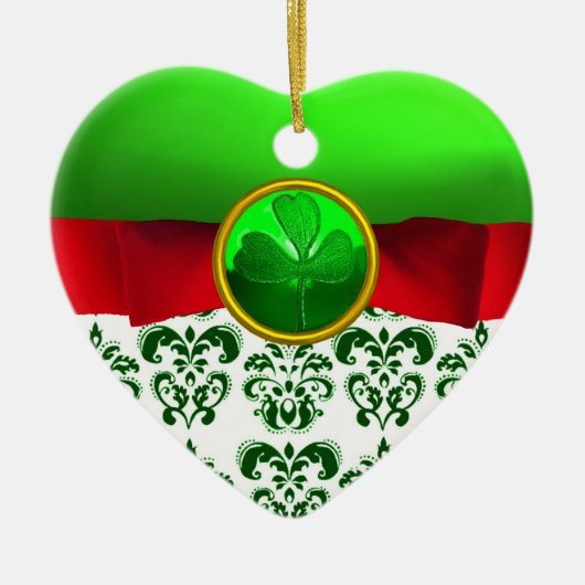 ST PATRICK'S CELTIC HEART GREEN SHAMROCK MONOGRAM KERAMISCH ORNAMENT (Voorkant)