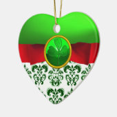 ST PATRICK'S CELTIC HEART GREEN SHAMROCK MONOGRAM KERAMISCH ORNAMENT (Links)