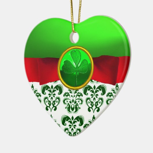 ST PATRICK'S CELTIC HEART GREEN SHAMROCK MONOGRAM KERAMISCH ORNAMENT (Links)