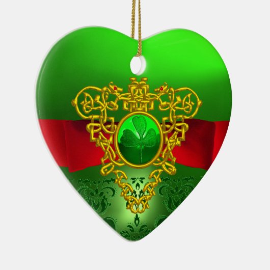 ST PATRICK'S CELTIC HEART GREEN SHAMROCK MONOGRAM KERAMISCH ORNAMENT (Rechts)