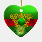ST PATRICK'S CELTIC HEART GREEN SHAMROCK MONOGRAM KERAMISCH ORNAMENT (Voorkant)