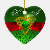 ST PATRICK'S CELTIC HEART GREEN SHAMROCK MONOGRAM KERAMISCH ORNAMENT (Achterkant)