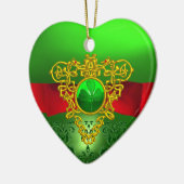 ST PATRICK'S CELTIC HEART GREEN SHAMROCK MONOGRAM KERAMISCH ORNAMENT (Links)