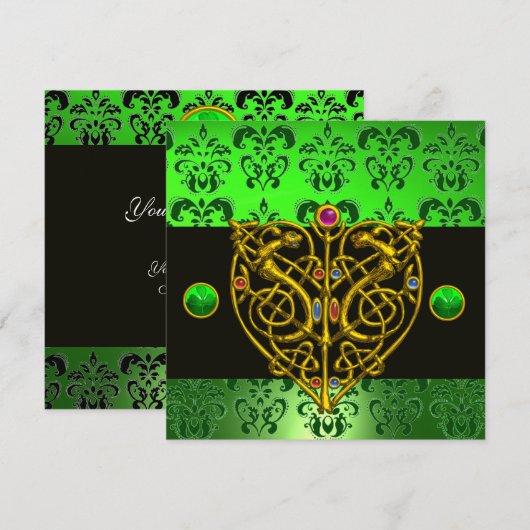 ST. PATRICK'S CELTISCH HART Groen Damast Kaart (Voorkant / Achterkant)