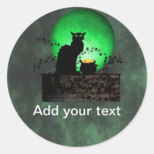 St. Patrick's Chat Noir Ronde Sticker (Voorkant)