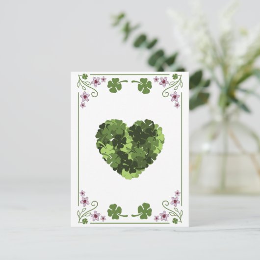 St. Patrick's Clover Heart Briefkaart (Staand voorkant)