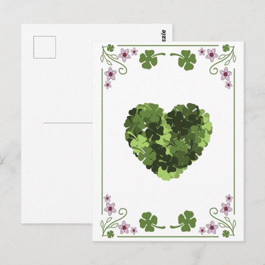 St. Patrick's Clover Heart Briefkaart (Voorkant / Achterkant)