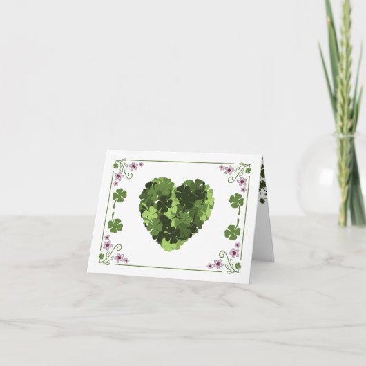 St. Patrick's Clover Heart Feestdagen Kaart (Voorkant)
