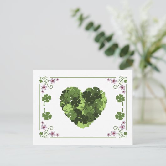 St. Patrick's Clover Heart Feestdagenkaart (Staand voorkant)