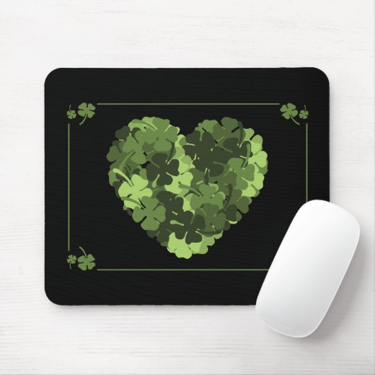 St. Patrick's Clover Heart Muismat (Met muis)