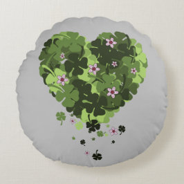 St. Patrick's Clover Heart Rond Kussen