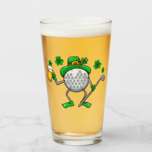 St Patricks Dad Golf Golfen Leprechaun Iers Bier Glas