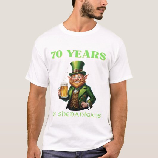 St. Patrick's Dag 70 Jaar Shenanigans Verjaardag T-shirt (Voorkant)