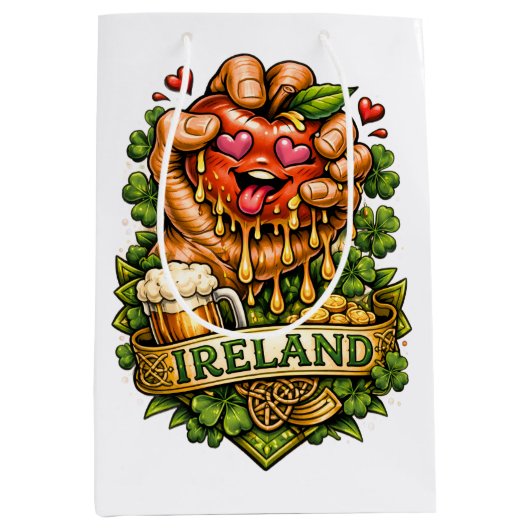 St. Patrick's Dag Appelrazernij 🍀 Medium Cadeauzakje (Voorkant)