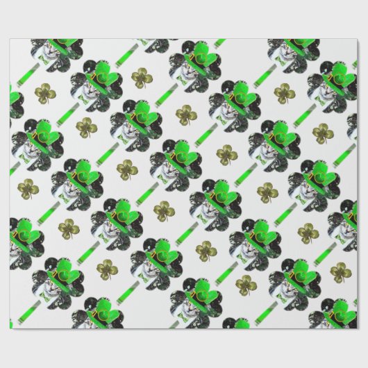 ST PATRICK'S DAG CAT, LEPRECHAUN PET EN SHAMROCKS CADEAUPAPIER (Vlak)
