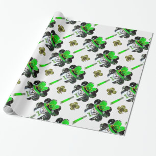 ST PATRICK'S DAG CAT, LEPRECHAUN PET EN SHAMROCKS CADEAUPAPIER