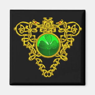 ST. PATRICK'S DAG CELTIC HEART SHAMROCK Black Magneet