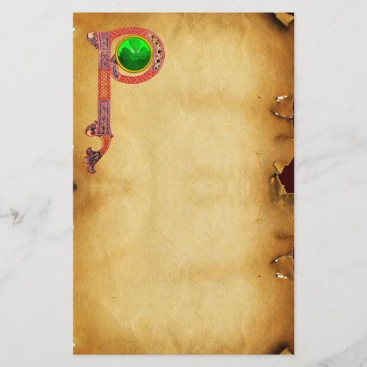 ST PATRICK'S DAG CELTIC P MONOGRAM MET SHAMROCK BRIEFPAPIER (Voorkant)