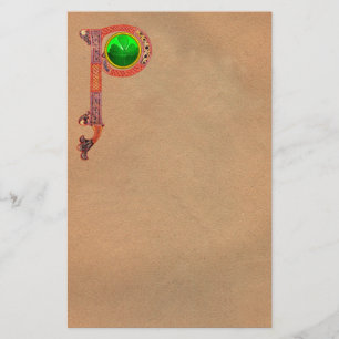 ST PATRICK'S DAG CELTIC P MONOGRAM MET SHAMROCK BRIEFPAPIER