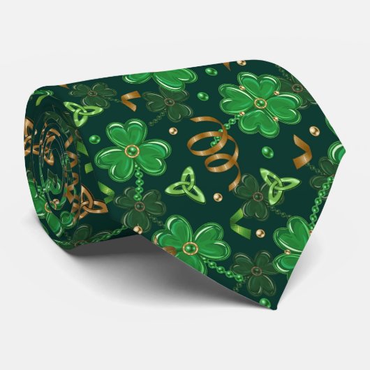 St Patricks dag Celtic Triskele Trefoil Shamrock Stropdas (Opgerold)