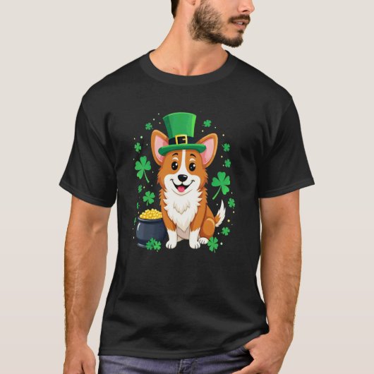 St. Patrick's Dag, Corgi Hond T-shirt (Voorkant)