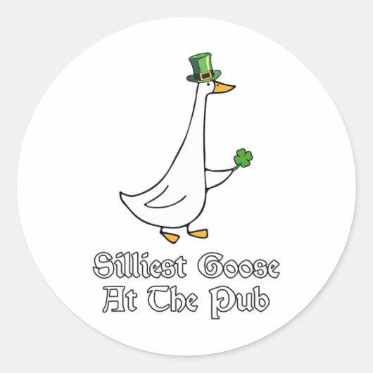 St. Patrick's Dag Domste Gans In De Pub Mannen Vro Ronde Sticker (Voorkant)
