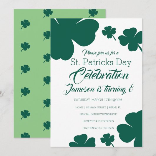 St. Patrick's Dag Feest Klaver Groene Decoratie Kaart (Voorkant / Achterkant)