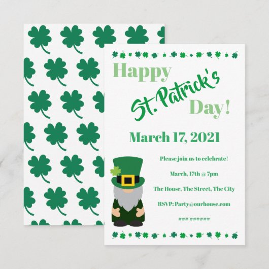 St. Patrick's Dag Feestje Kaart (Voorkant / Achterkant)