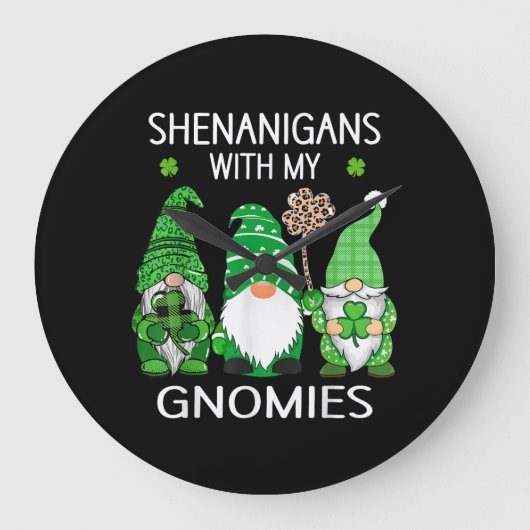 St Patricks dag geluk Shamrock luipaard kabouters Grote Klok (Voorkant)