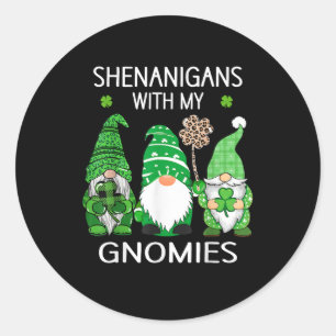St Patricks dag geluk Shamrock luipaard kabouters Ronde Sticker