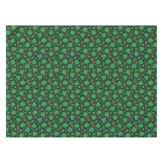 St Patricks dag Gold Trefoil Lint Lucky Shamrock Tafelkleed (Voorkant (Horizontaal))