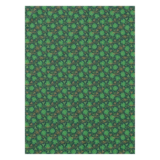 St Patricks dag Gold Trefoil Lint Lucky Shamrock Tafelkleed (Voorkant)
