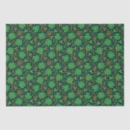 St Patricks dag Gold Trefoil Lint Lucky Shamrock Tissuepapier