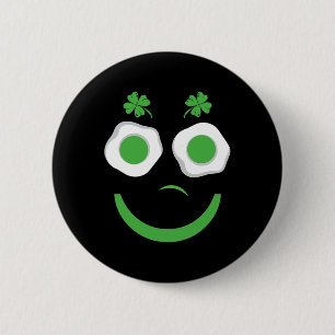 St Patricks Dag Grappige Eieren Glimlach Groen Ont Ronde Button 5,7 Cm