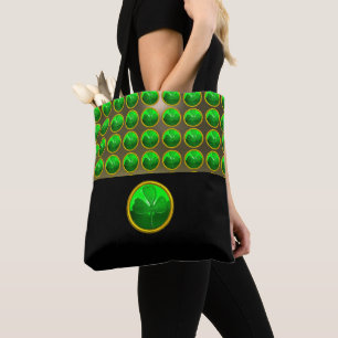 ST PATRICK'S DAG GROEN SHAMROCK GEMSTONE Black Tote Bag