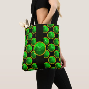 ST PATRICK'S DAG GROEN SHAMROCK GEMSTONE Black Tote Bag