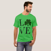 St.Patricks dag groen zwart geruite klaver liefde T-shirt (Voorkant volledig)