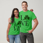 St.Patricks dag groen zwart geruite klaver liefde T-shirt (Unisex)