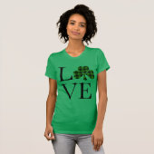 St.Patricks dag groen zwart geruite klaver liefde T-shirt (Voorkant volledig)