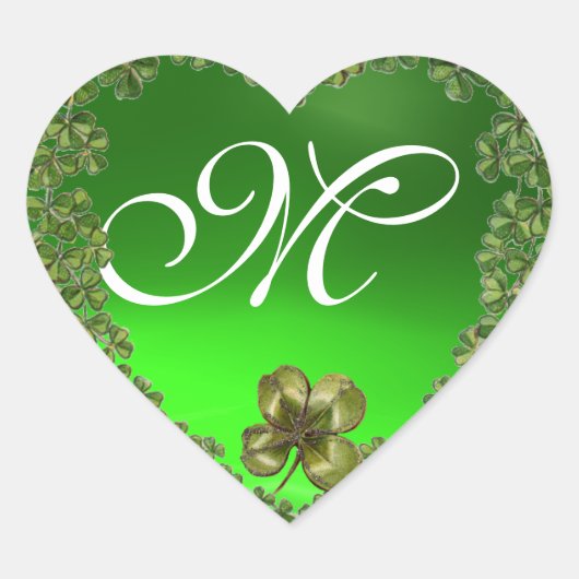 ST.PATRICK'S DAG GROENE EMERALD GEM SHAMROCK HEART HART STICKER (Voorkant)