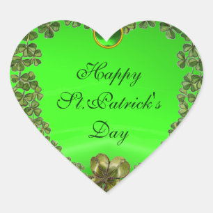 ST.PATRICK'S DAG GROENE EMERALD GEM SHAMROCK HEART HART STICKER