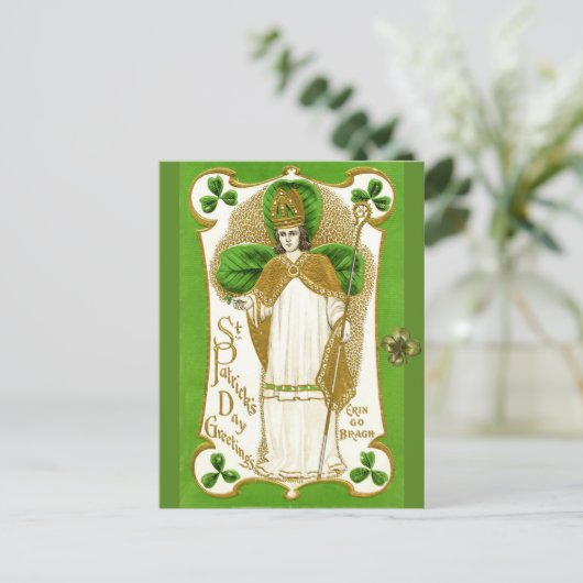 ST.PATRICK'S DAG GROENE SCHAMROKKEN EN TRINITY BRIEFKAART (Staand voorkant)