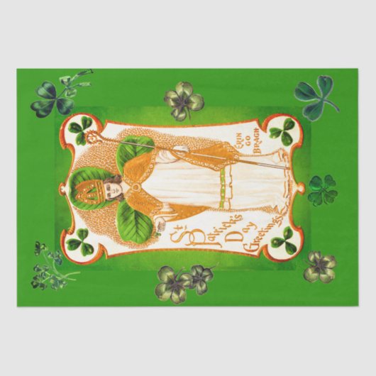ST.PATRICK'S DAG GROENE SCHAMROKKEN EN TRINITY TISSUEPAPIER (Voorkant)