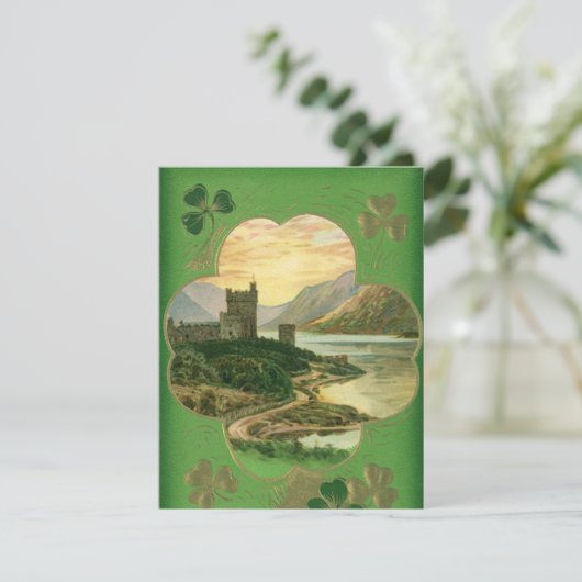  St. Patricks Dag Groeten Shamrock Castle Kaart (Staand voorkant)