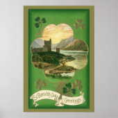 St. Patricks Dag Groeten Shamrock Castle Poster (Voorkant)
