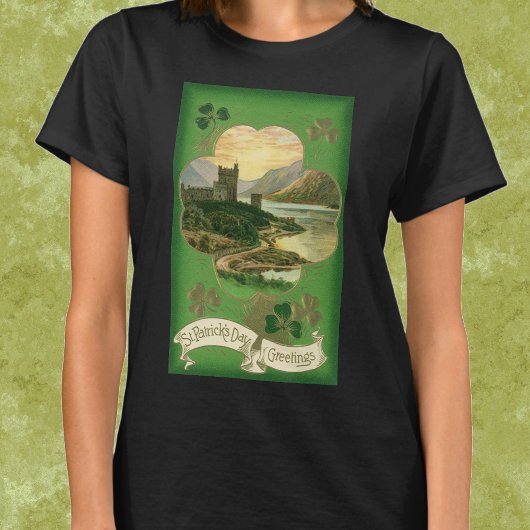  St. Patricks Dag Groeten Shamrock Castle T-shirt