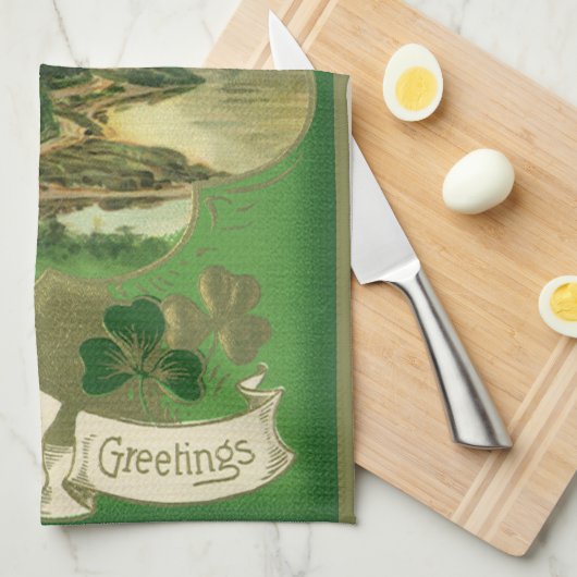 St. Patricks Dag Groeten Shamrock Castle Theedoek (Quarter Fold)
