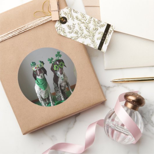 St Patricks Dag Honden Party Ronde Ronde Sticker (Geschenken)